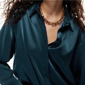 Aritzia Babaton Sable Satin Shirt Button Up Silk XS